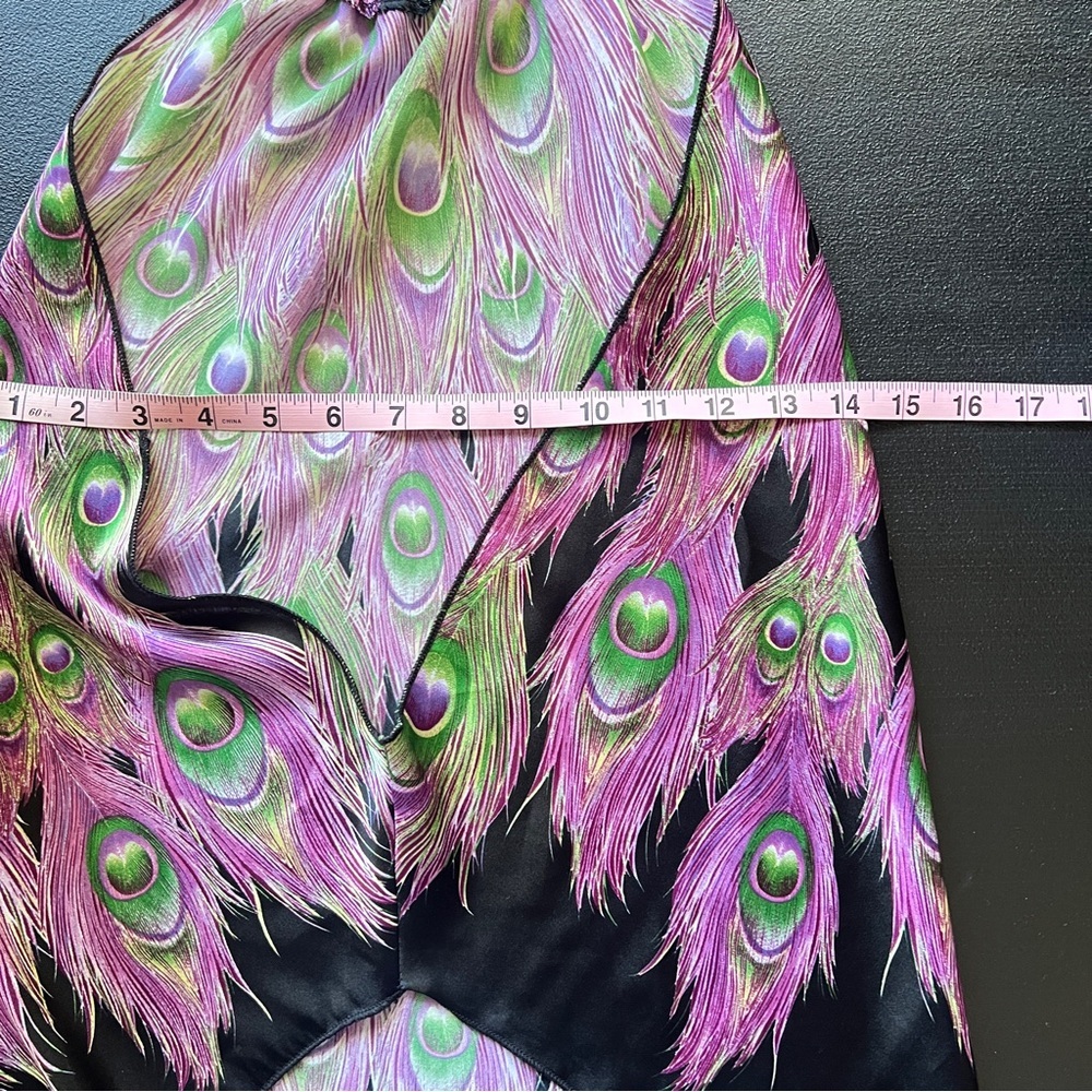 Y2K Peacock Halter Open Back Purple Multicolor Women’s Top - Picture 7 of 9